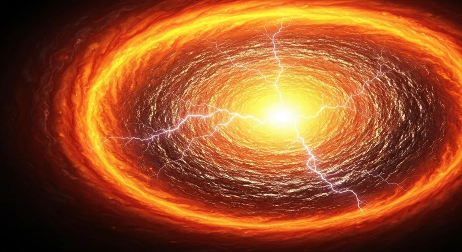 An artist's impression of Jupiter's interior, showing layers of gas, metallic hydrogen, and a diffus