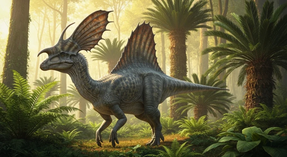 A dramatic depiction of the newly discovered Tupandactylus imperator, showcasing its large, elaborat