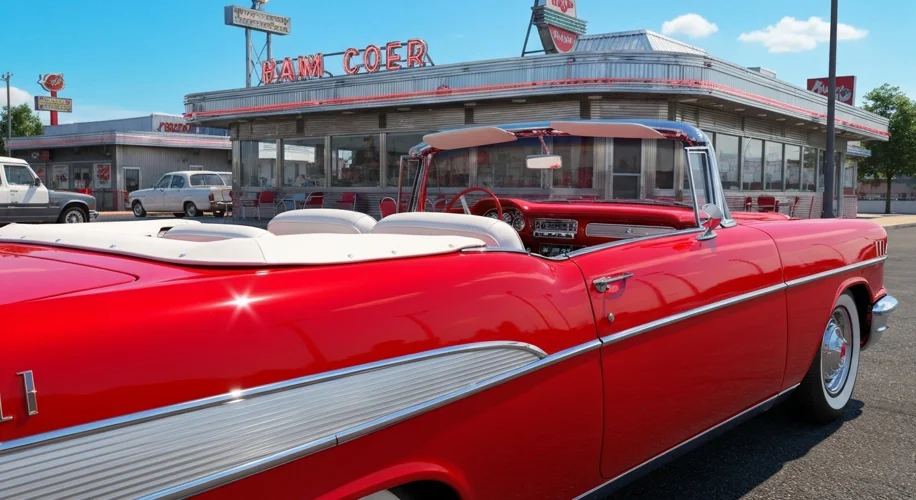An artist's impression of the Voyager 2 spacecraft flying past Jupiter, showing the Great Red Spot p