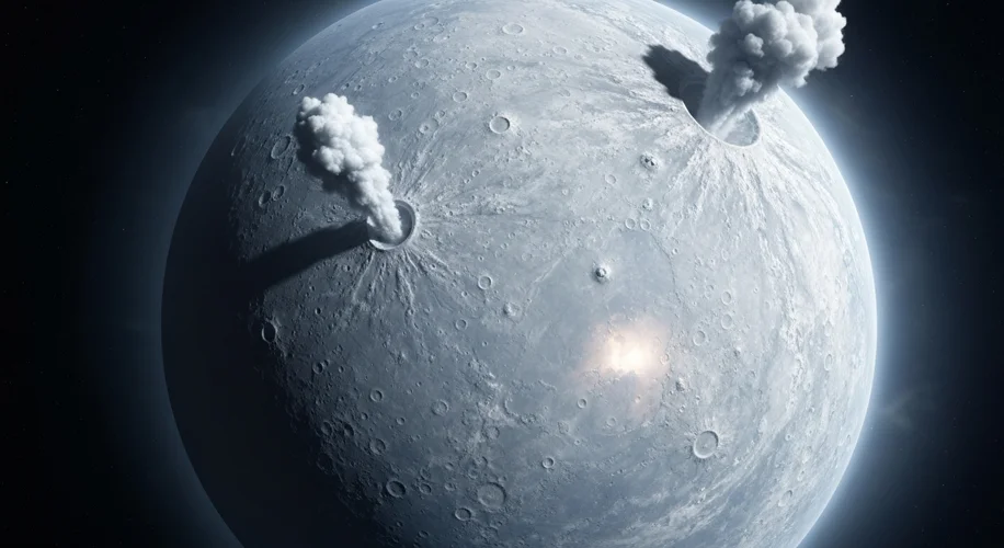 A detailed, scientifically accurate artist's impression of the dwarf planet Ceres, highlighting its 
