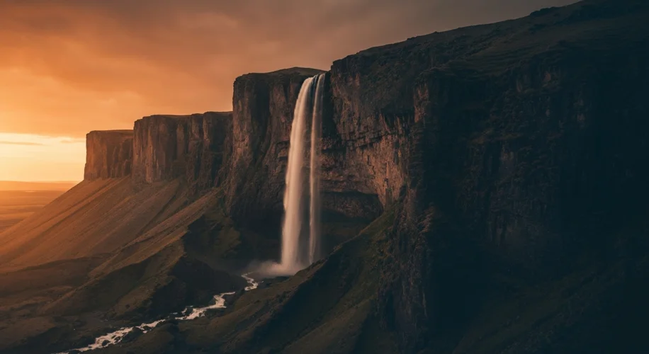 A dramatic, wide-angle view of a massive wave of dark molasses surging through a 1919 Boston street,