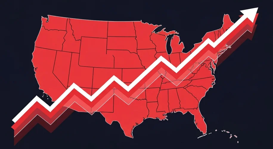 A stylized graphic representing the growth of Turning Point USA, with an upward trending line graph 