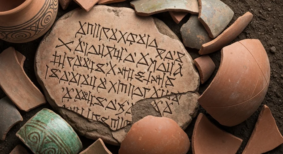 A clay tablet inscribed with Phoenician script, displaying elegant, angular characters, with ancient