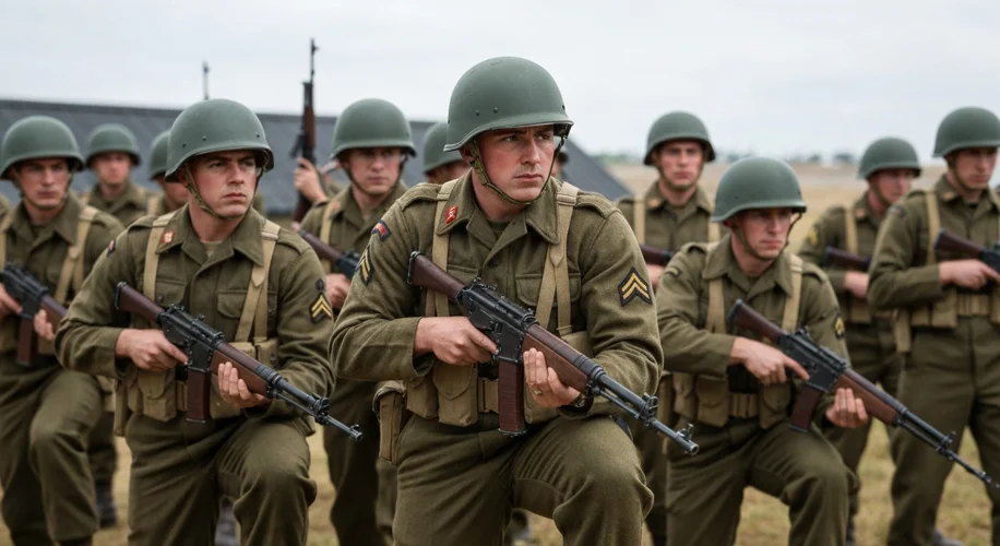 Canadian soldiers in the 1950s, perhaps in Korea or a training exercise, demonstrating the consisten