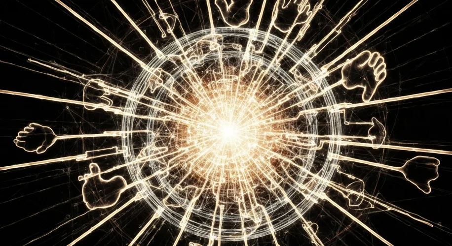 A symbolic image of a strong, interconnected network of global alliances, perhaps represented by int