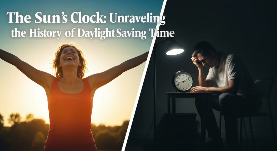 A split image: on one side, a person happily enjoying a summer evening outdoors. On the other side,