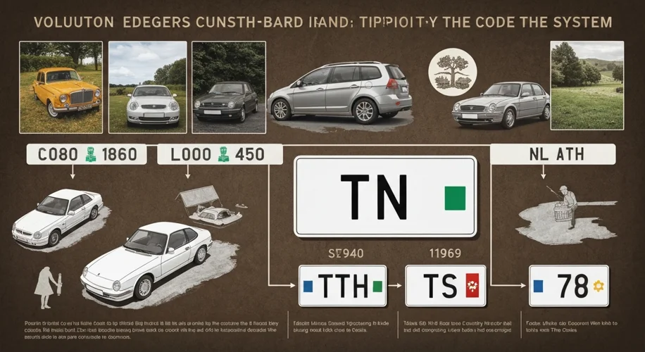 An infographic showing the historical evolution of Irish car registration plates, highlighting the c