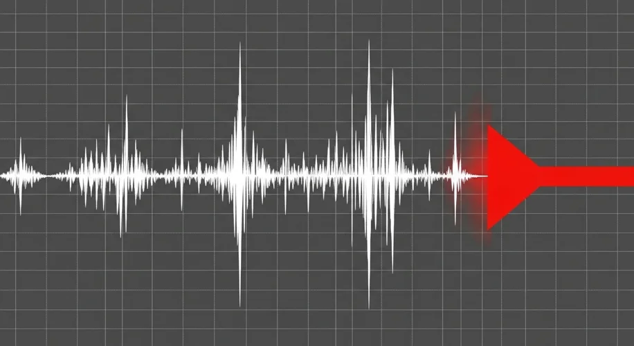 A seismograph reading showing strong, sustained seismic waves, symbolizing a major earthquake event.