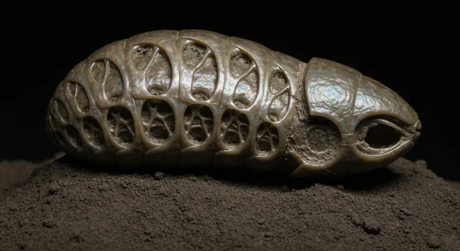 A close-up, high-resolution scan of the *Facivermis* fossil, highlighting the intricate details of i