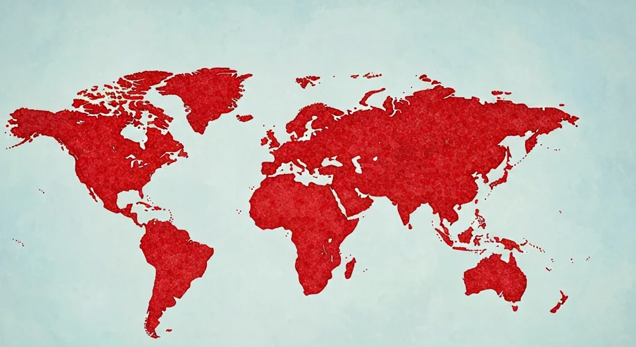 A world map showing the progressive reduction of smallpox cases from the 1960s to 1980, with red dot