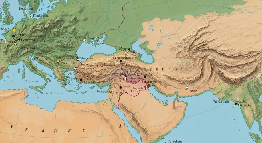 A map of the Seleucid Empire at its greatest extent, showing its vast territories across the Middle 