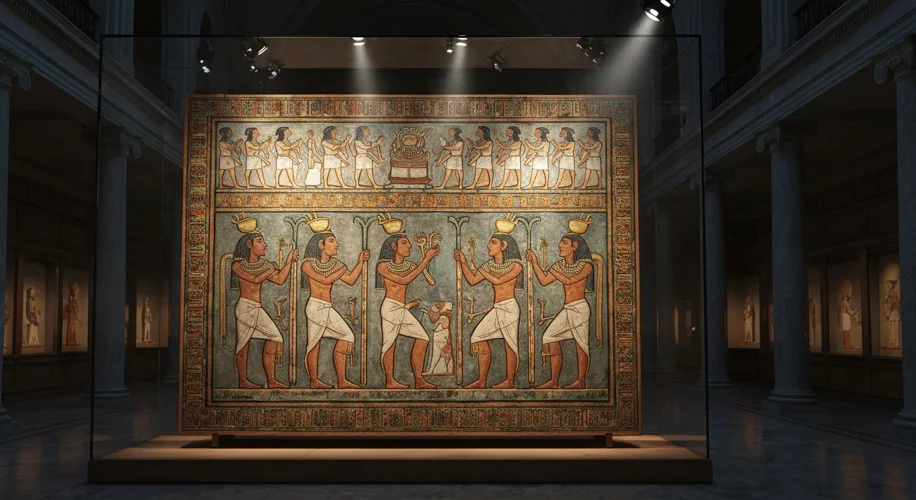 The Narmer Palette, a striking ancient Egyptian artifact depicting the unification of Upper and Lowe