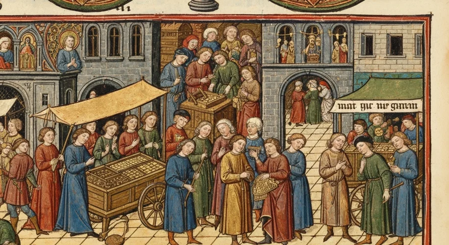 A richly illuminated manuscript page from the medieval period, showcasing vibrant colors, gold leaf,