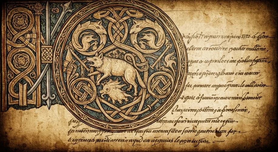 A richly illuminated page from the Anglo-Saxon Chronicle, showing text and decorative elements, with
