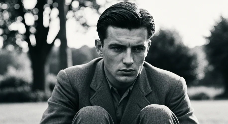 A close-up of an old, slightly faded black and white photograph from the 1930s or 1940s, showing a y