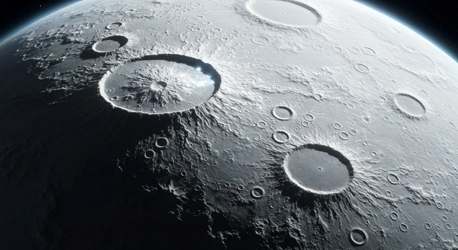 An artistic rendering of the dwarf planet Ceres, showcasing its icy surface, prominent craters, and 