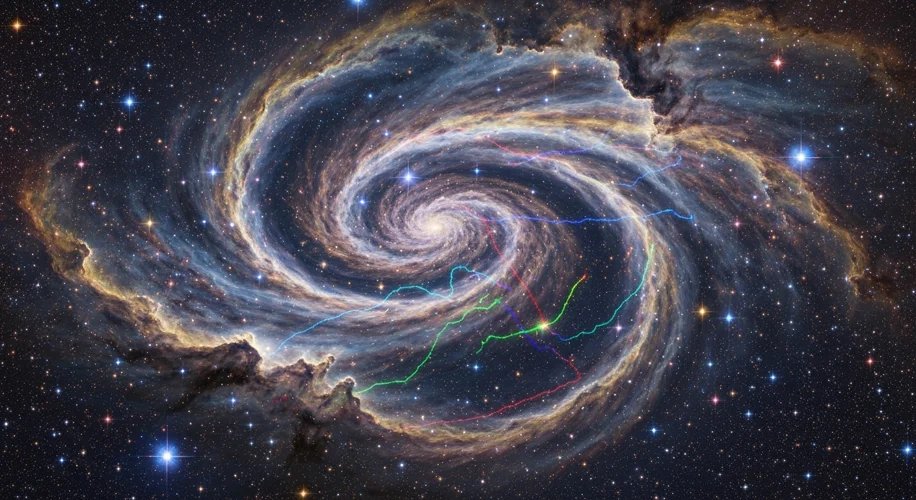 A high-resolution image of a nebula in deep space, with swirling clouds of gas and dust illuminated 