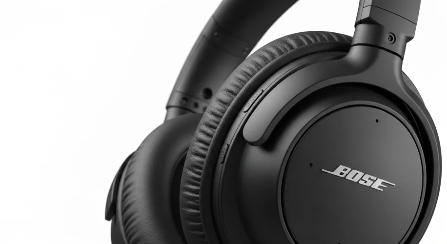 A close-up, stylish shot of the original Bose QuietComfort 1 headphones, showcasing their design and