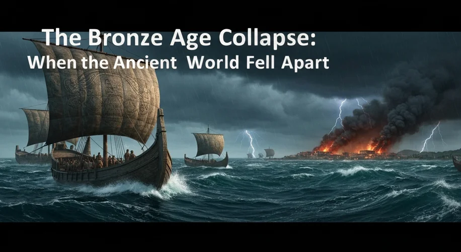 An artist's impression of ancient ships with distinctive sail designs, possibly Hittite or Mycenaean