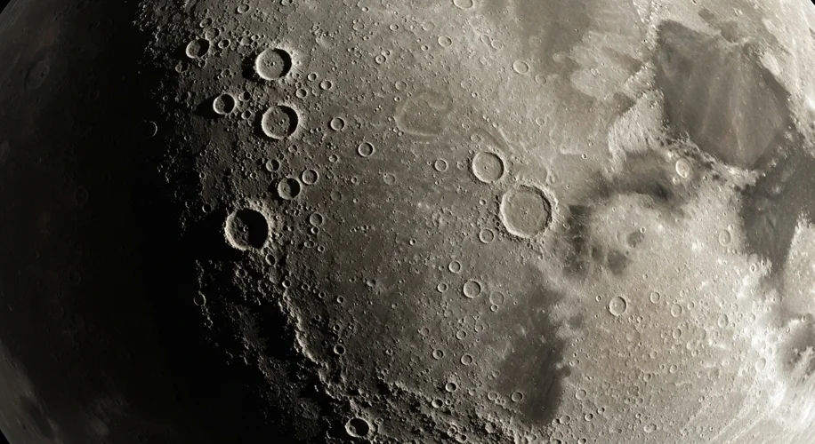A geological map of the Moon, highlighting different regions like the maria, highlands, and major im